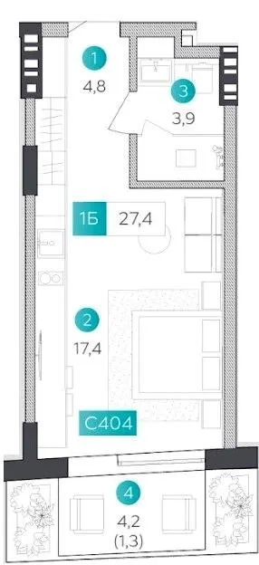 Апарт-готель VELMY — 27.4 м²