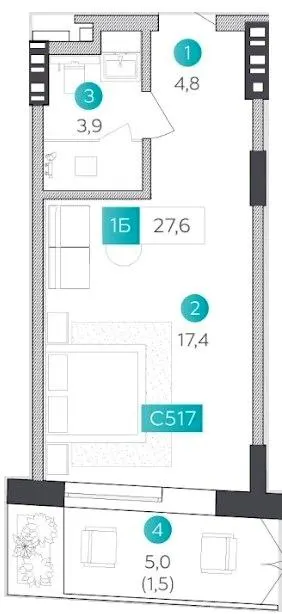Апарт-готель VELMY — 27.6 м²