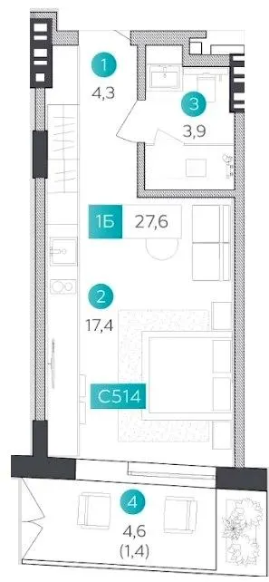 Апарт-готель VELMY — 27.6 м²