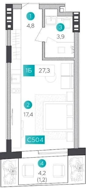 Апарт-готель VELMY — 27.3 м²