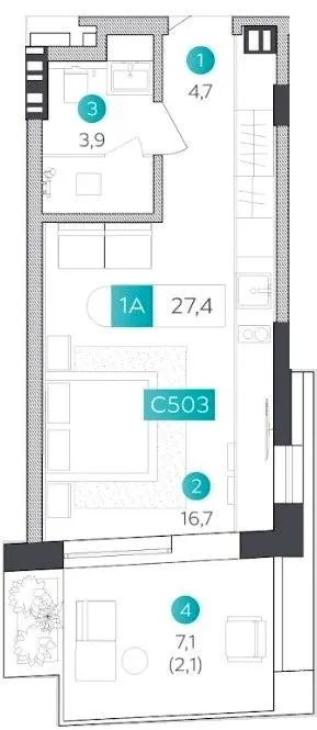 Апарт-готель VELMY — 27.4 м²