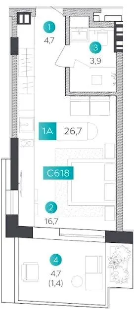 Апарт-готель VELMY — 26.7 м²