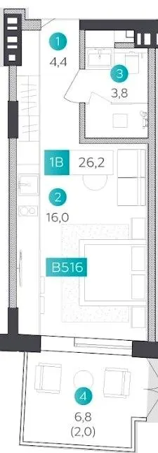Апарт-готель VELMY — 26.2 м²