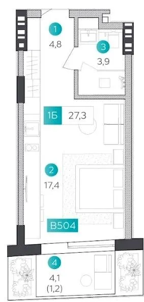 Апарт-готель VELMY — 27.3 м²