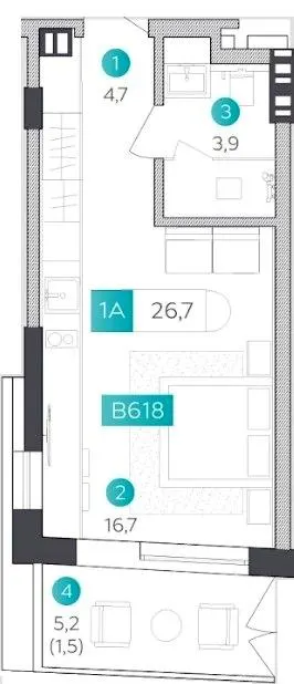 Апарт-готель VELMY — 26.7 м²