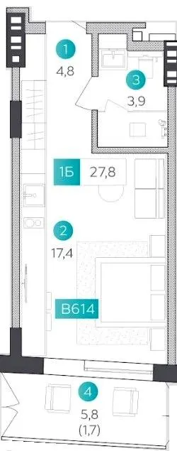 Апарт-готель VELMY — 27.8 м²