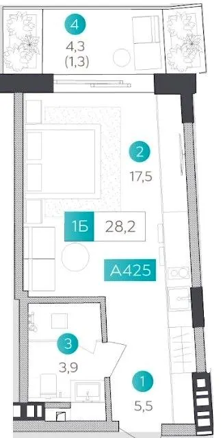 Апарт-готель VELMY — 28.2 м²