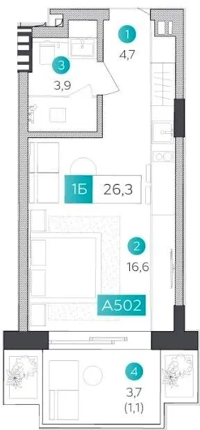 Апарт-готель VELMY — 26.3 м²
