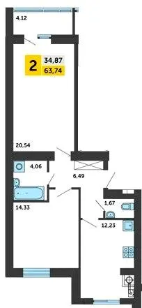 ЖК Парковий квартал — 63.7 м²