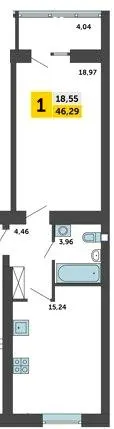 1-кімнатна квартира, 46 м², Ковель