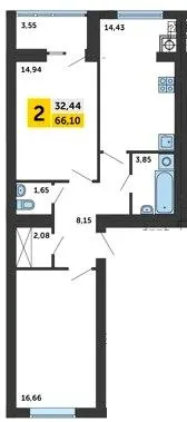ЖК Парковий квартал — 66.1 м²