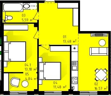 ЖК Теплий дім Plus — 65.2 м²