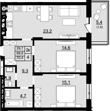 ЖК Смарагд — 70.4 м²