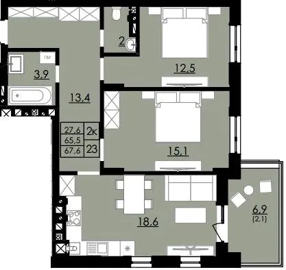 ЖК Смарагд — 67.6 м²