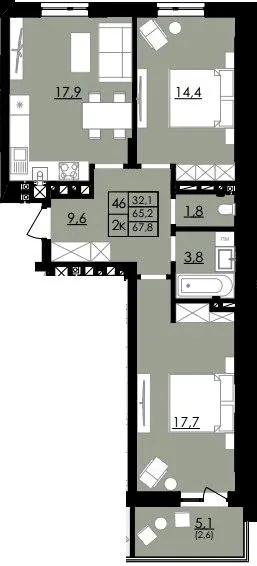ЖК Смарагд — 67.8 м²