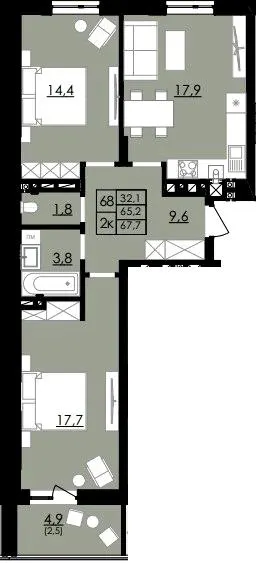 ЖК Смарагд — 67.7 м²