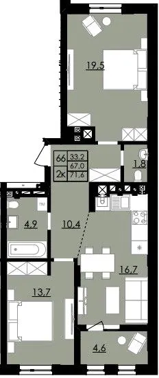 ЖК Смарагд — 71.6 м²