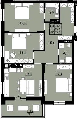 ЖК Смарагд — 97.9 м²