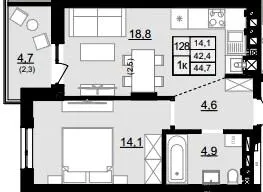 ЖК Смарагд — 44.7 м²