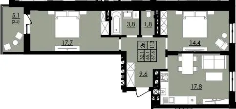 ЖК Смарагд — 67.6 м²