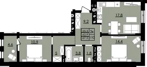 ЖК Смарагд — 67.5 м²