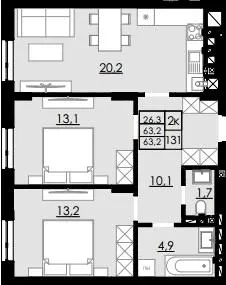 ЖК Смарагд — 63.2 м²