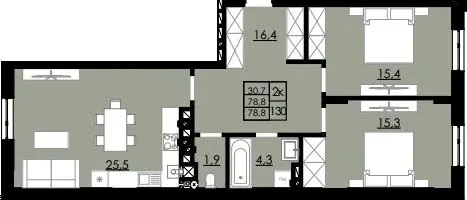 ЖК Смарагд — 78.8 м²