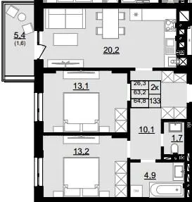 ЖК Смарагд — 64.8 м²