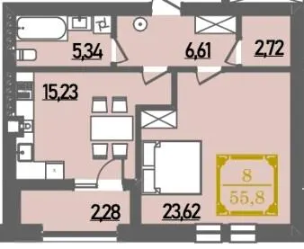 ЖК BRUGGE — 55.8 м²