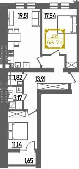 ЖК BRUGGE — 68.7 м²