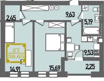 ЖК BRUGGE — 59.7 м²