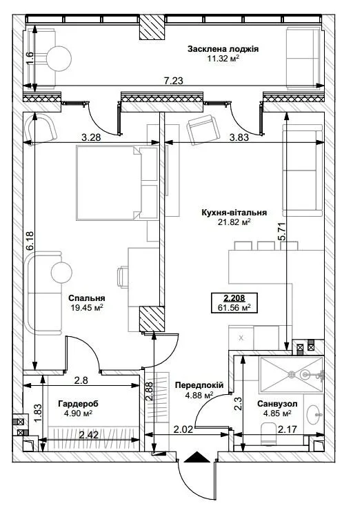 1-кімнатна квартира, 62 м², вул. Героїв 72-ї Бригади, 5, Біла Церква — фото 1