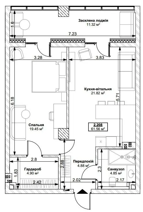 ЖК Park Residence — 61.6 м²