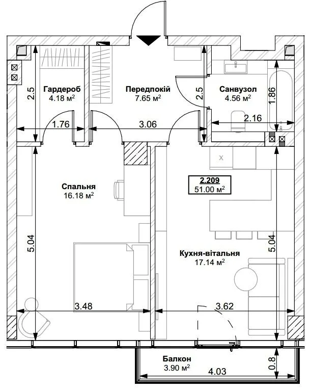 1-комнатная квартира, 51 м², вул. Героїв 72-ї Бригади, 5, Белая Церковь — фото 1