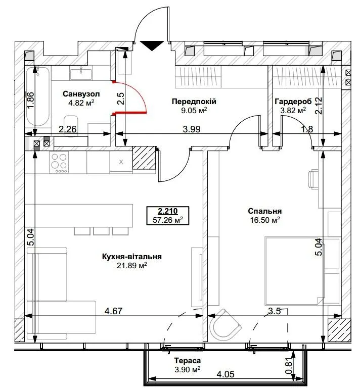ЖК Park Residence — 57.3 м²