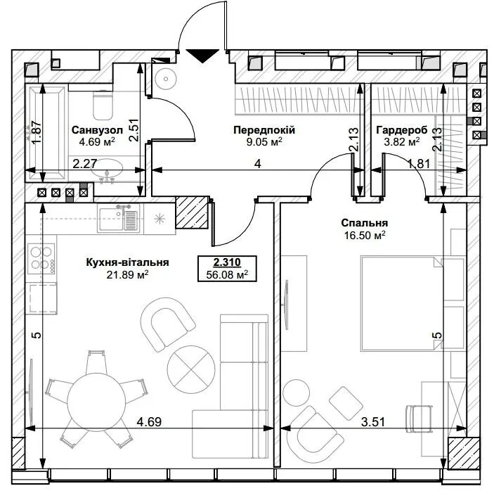 ЖК Park Residence — 56.1 м²