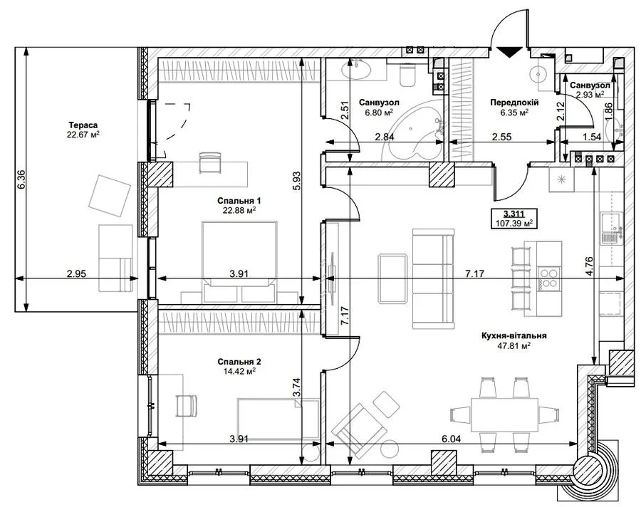 2-комнатная квартира, 107 м², вул. Героїв 72-ї Бригади, 5, Белая Церковь — фото 1