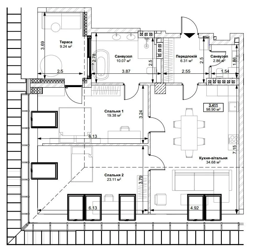 2-комнатная квартира, 99 м², вул. Героїв 72-ї Бригади, 5, Белая Церковь — фото 1