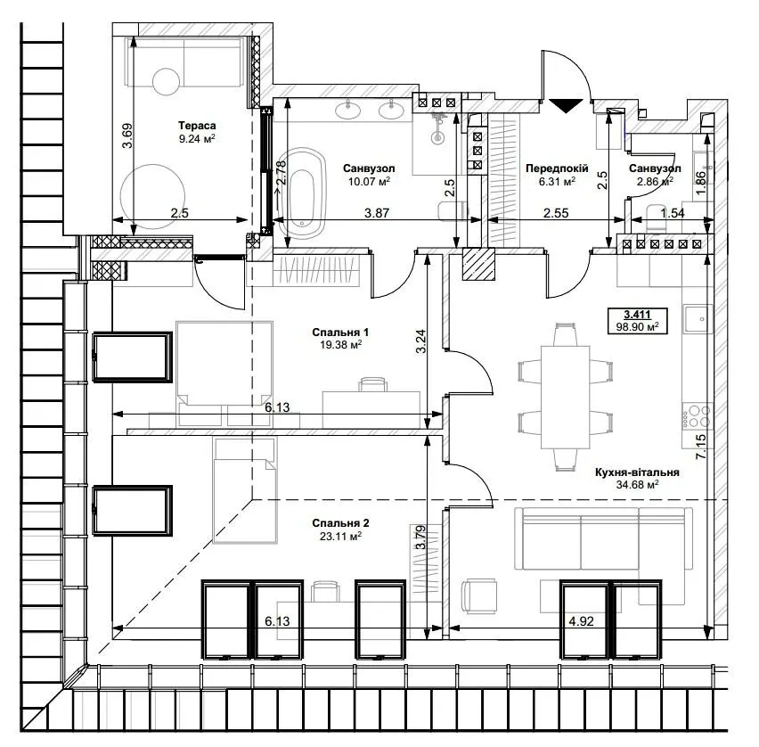ЖК Park Residence — 98.9 м²