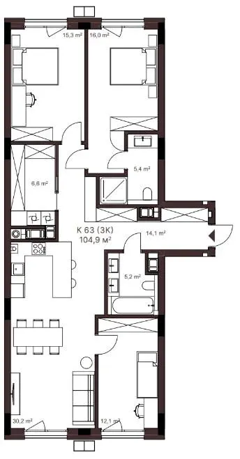 ЖК AVANT PARK — 104.1 м²