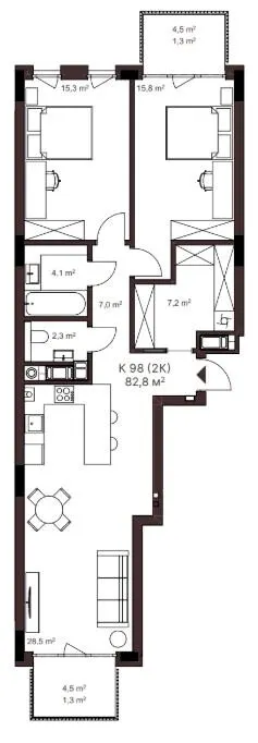 ЖК AVANT PARK — 85.3 м²