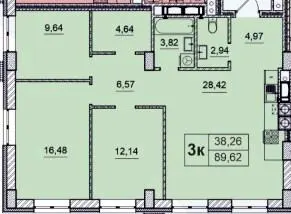 ЖК Бульвар — 89.6 м²