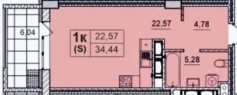 ЖК Бульвар — 34.4 м²
