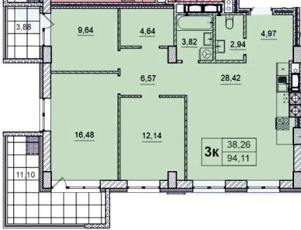 ЖК Бульвар — 94.1 м²