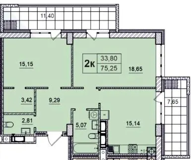 ЖК Бульвар — 75.3 м²