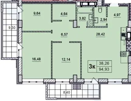 ЖК Бульвар — 94.9 м²