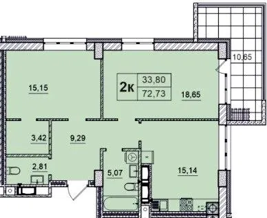 ЖК Бульвар — 72.7 м²