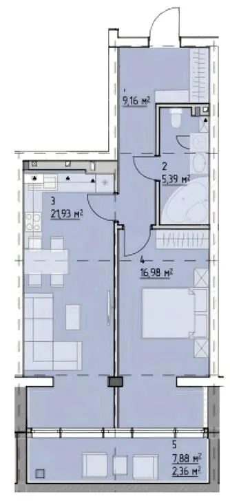 Клубний будинок Light Residence — 54.8 м²