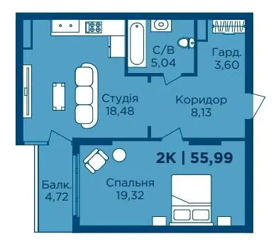 ЖК HydroPark DeLuxe — 56 м²