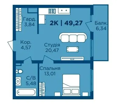ЖК HydroPark DeLuxe — 49.3 м²